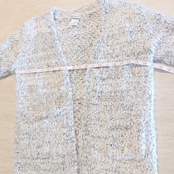 Cotton Emporium White Heathered Open Front Cold Weather Cardigan Sweater Large - Picture 7 of 8